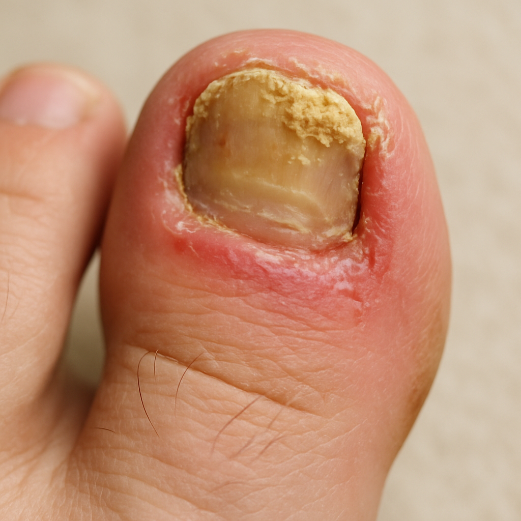 Close-up of infected toenail