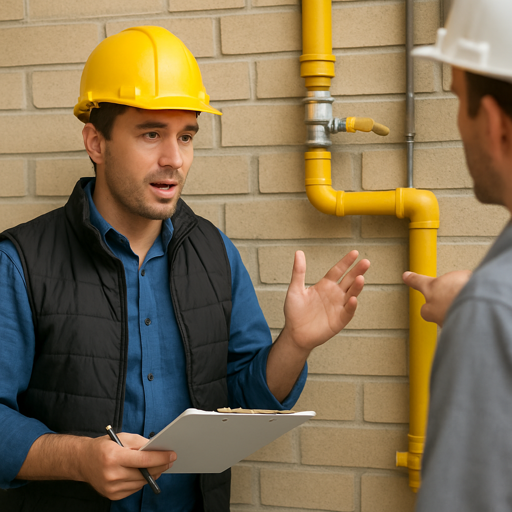 Contractor discussing gas line installation